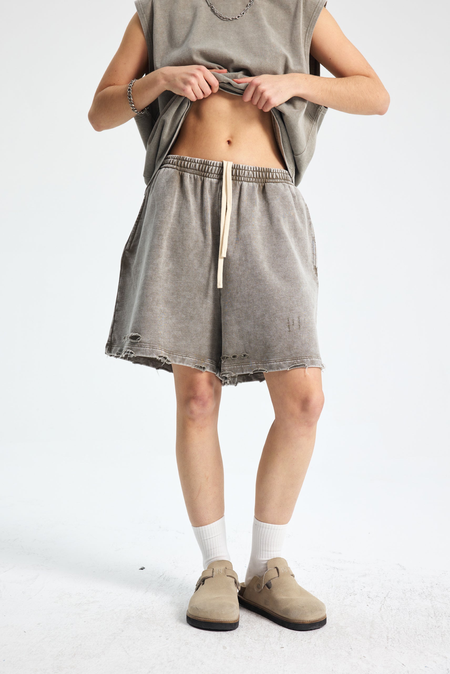 Siggnia Ruin Washed Distressed Shorts