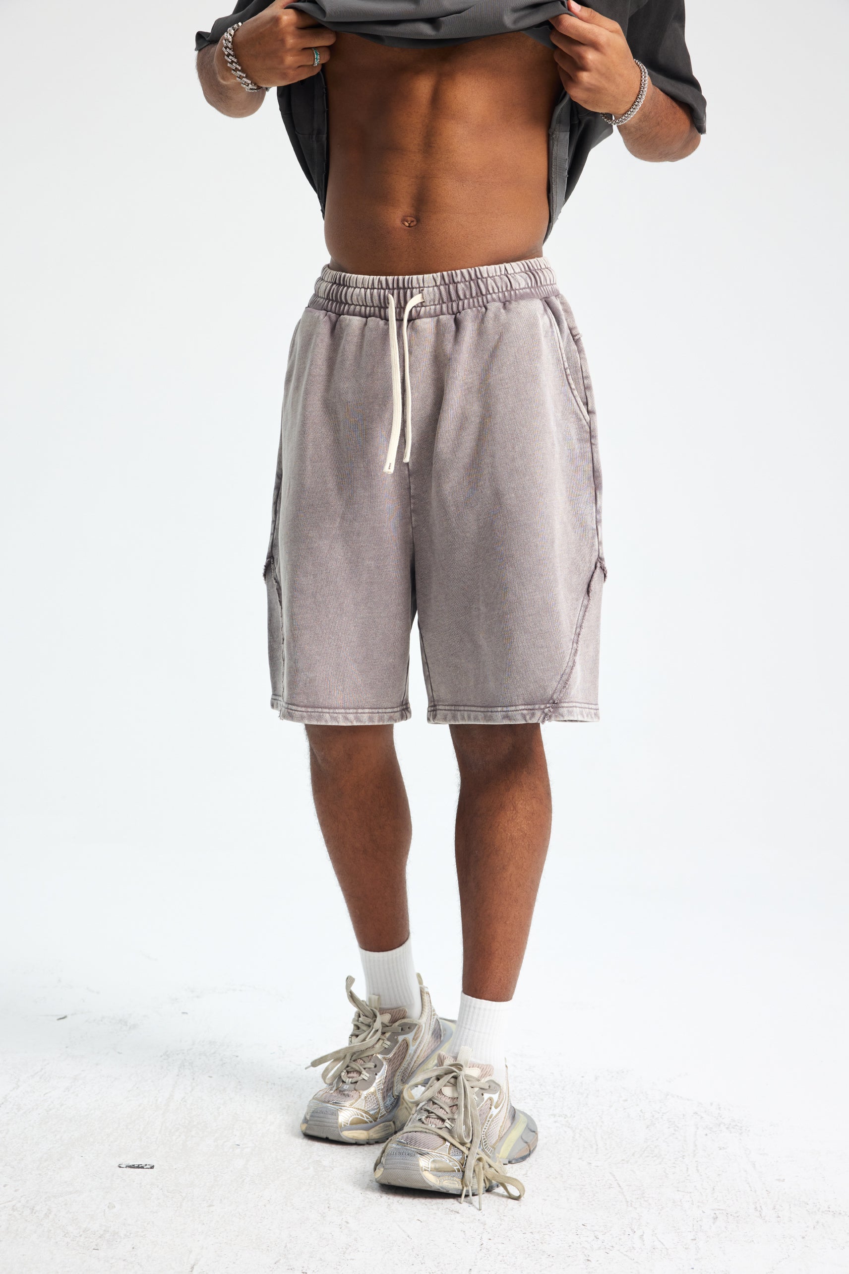 Siggnia Axis Vintage Washed Panel Shorts
