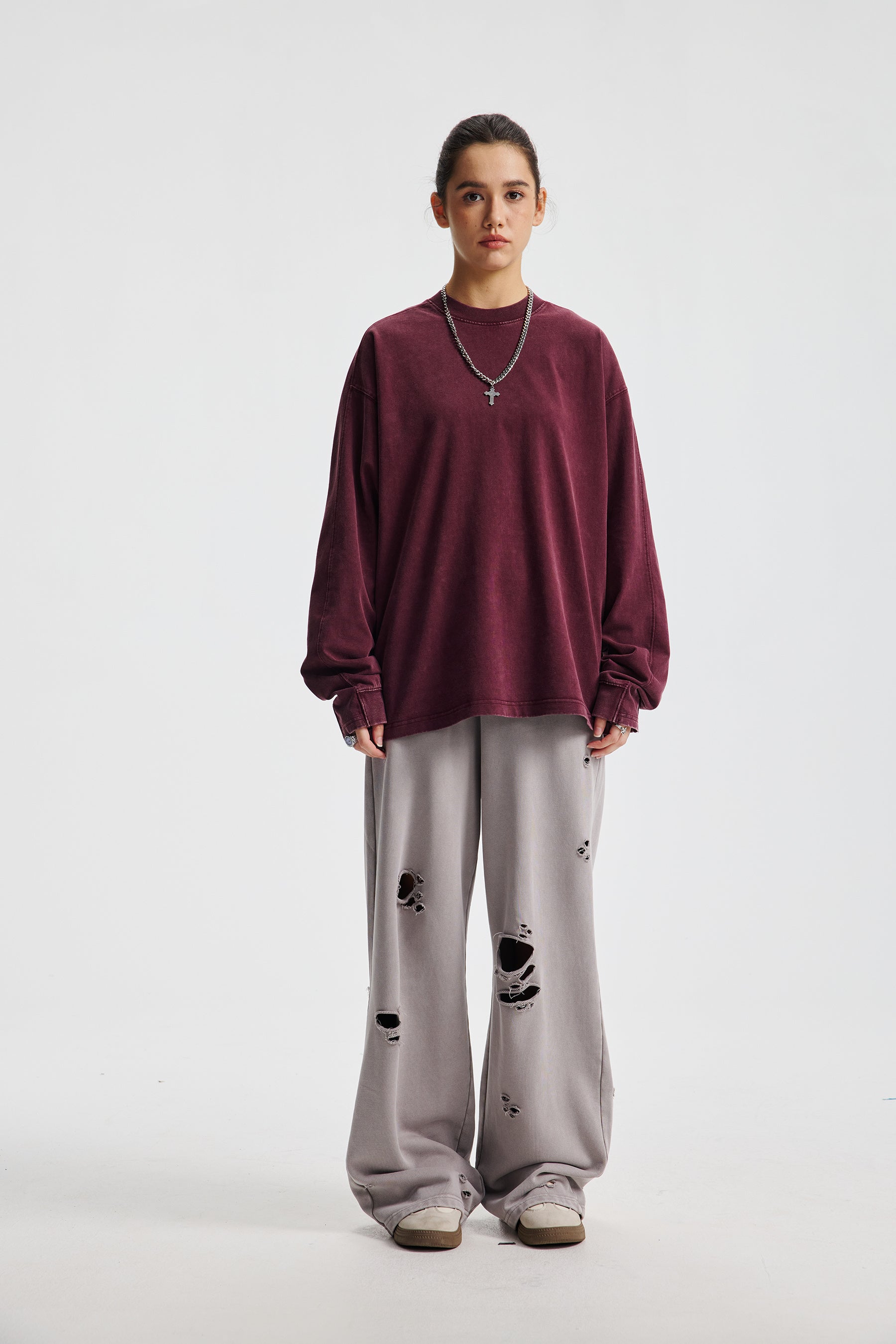 Siggnia Shard Distressed Wide-Leg Trousers