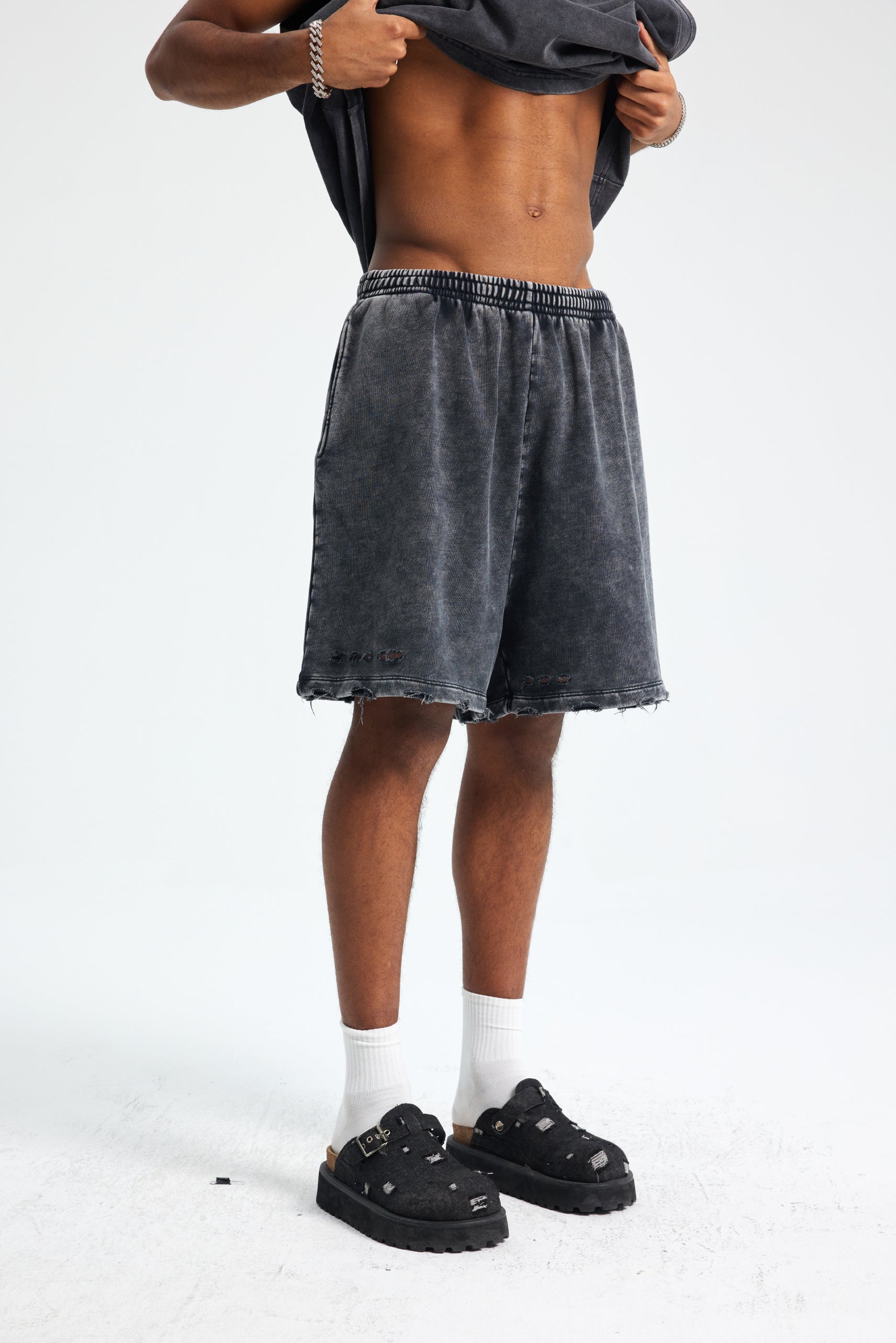 Siggnia Ruin Washed Distressed Shorts