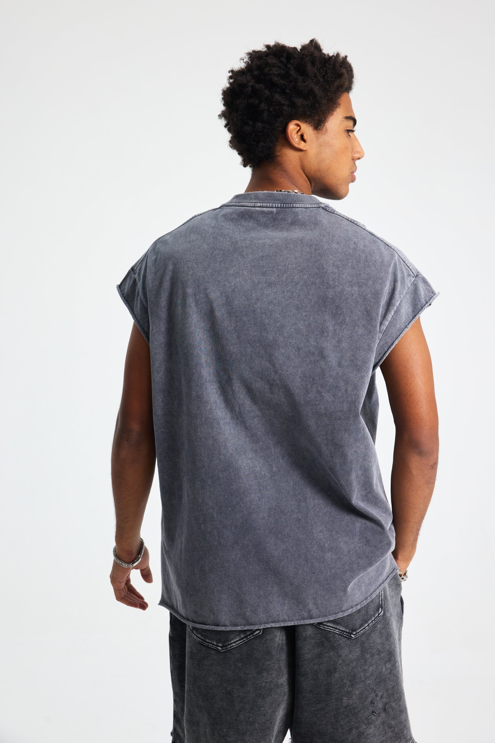 Siggnia Raw Edge Washed Sleeveless Tank