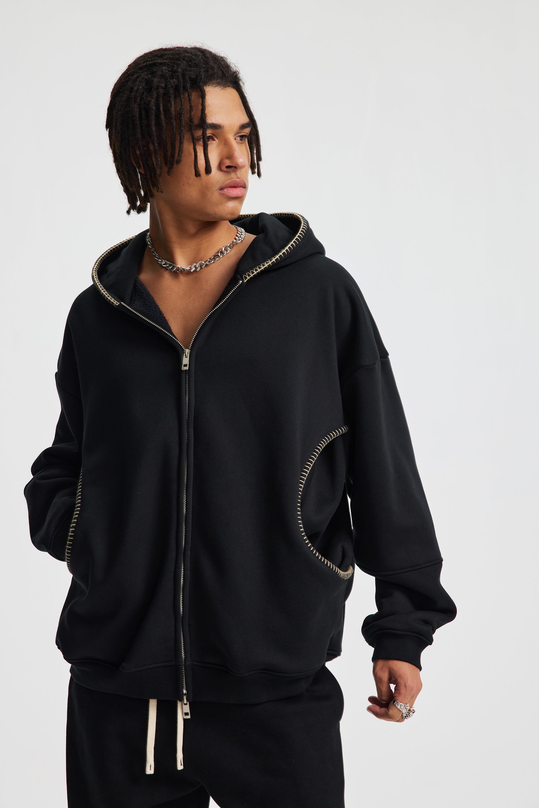 Siggnia Stitch Oversized Zip Hoodie