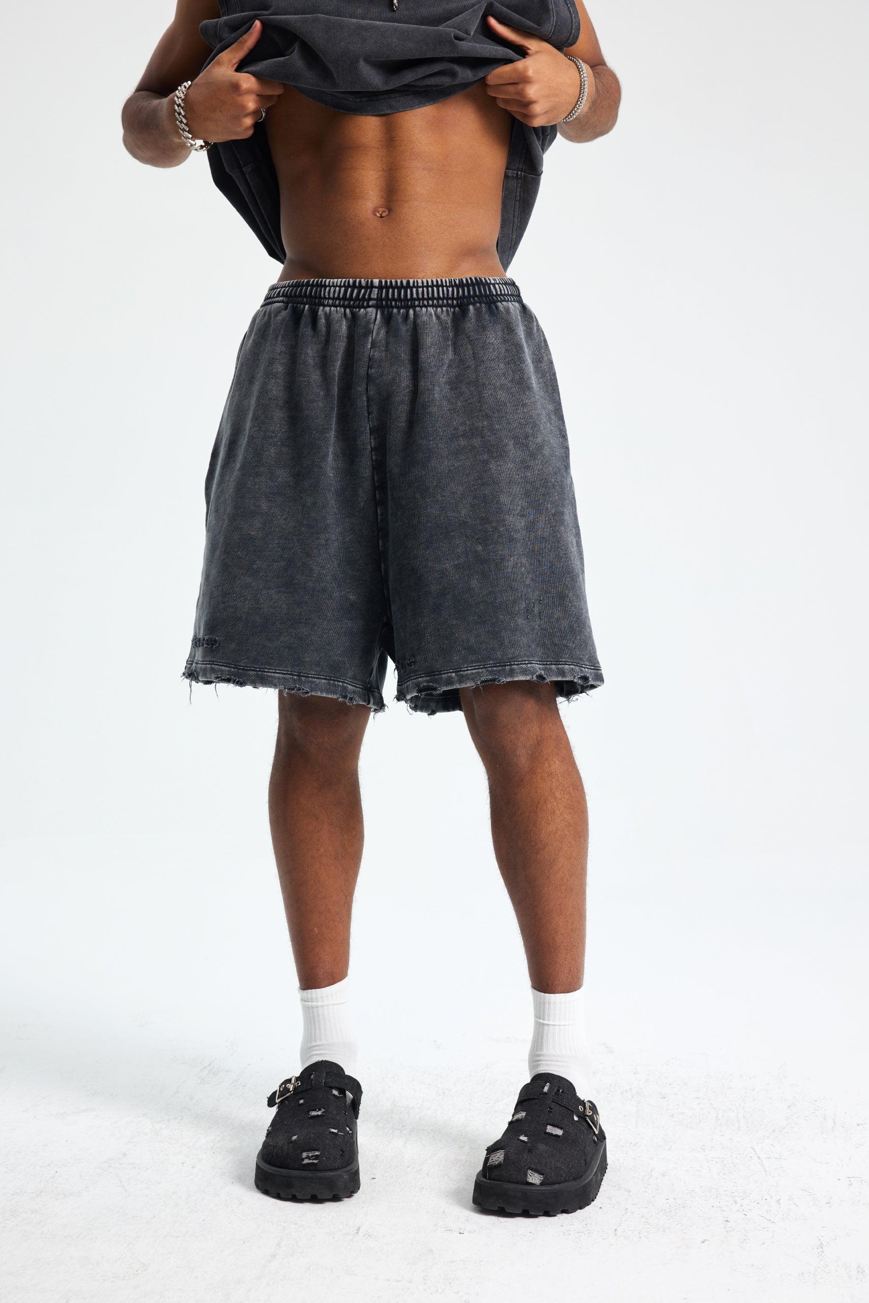 Siggnia Ruin Washed Distressed Shorts