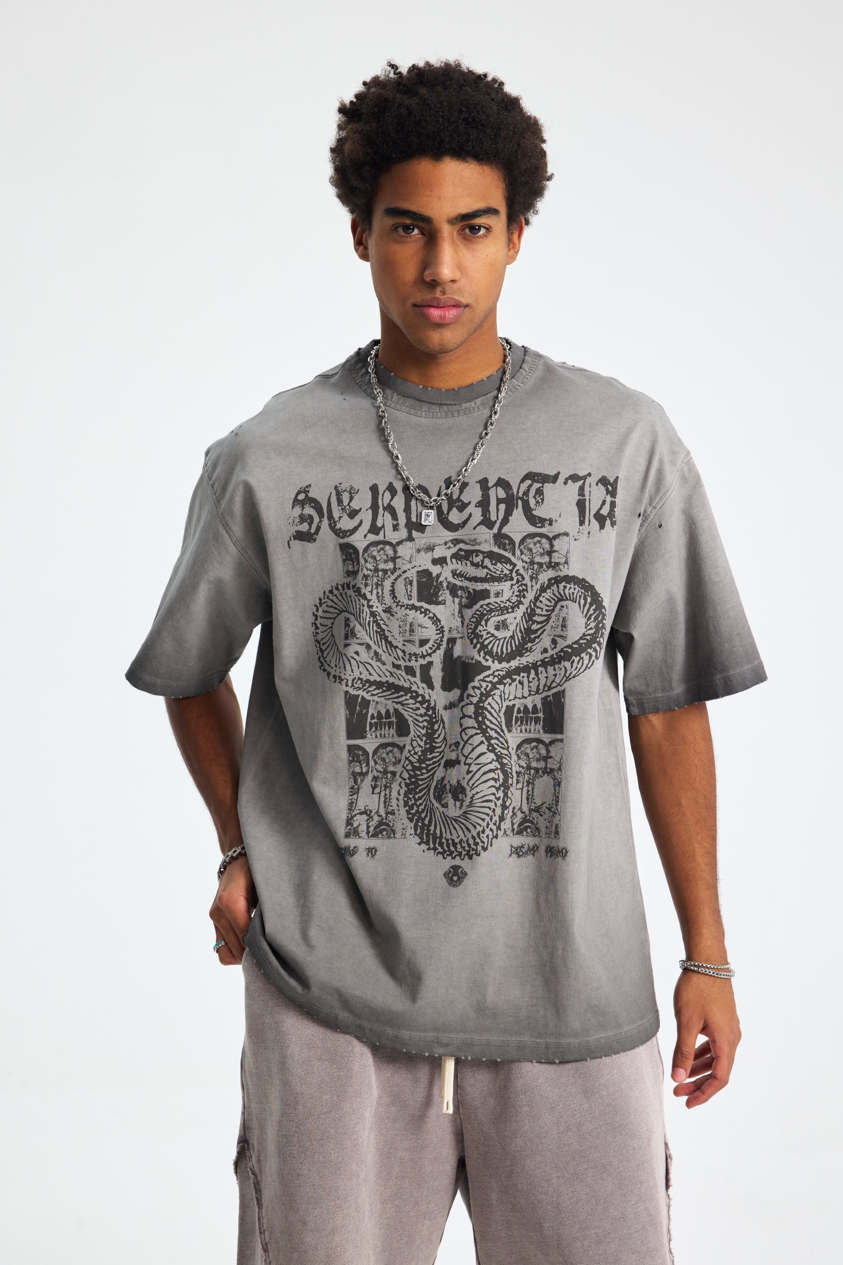 Siggnia SerpentFade Distressed Graphic Tee