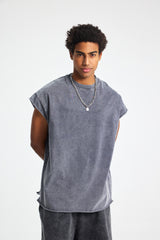 Siggnia Raw Edge Washed Sleeveless Tank