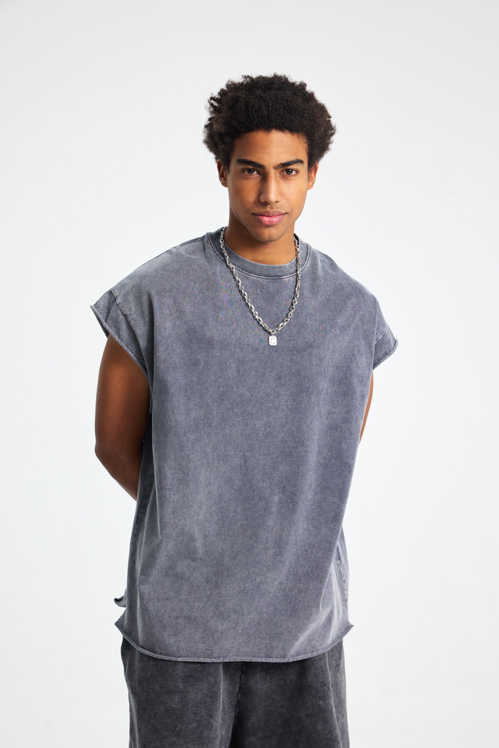 Siggnia Raw Edge Washed Sleeveless Tank