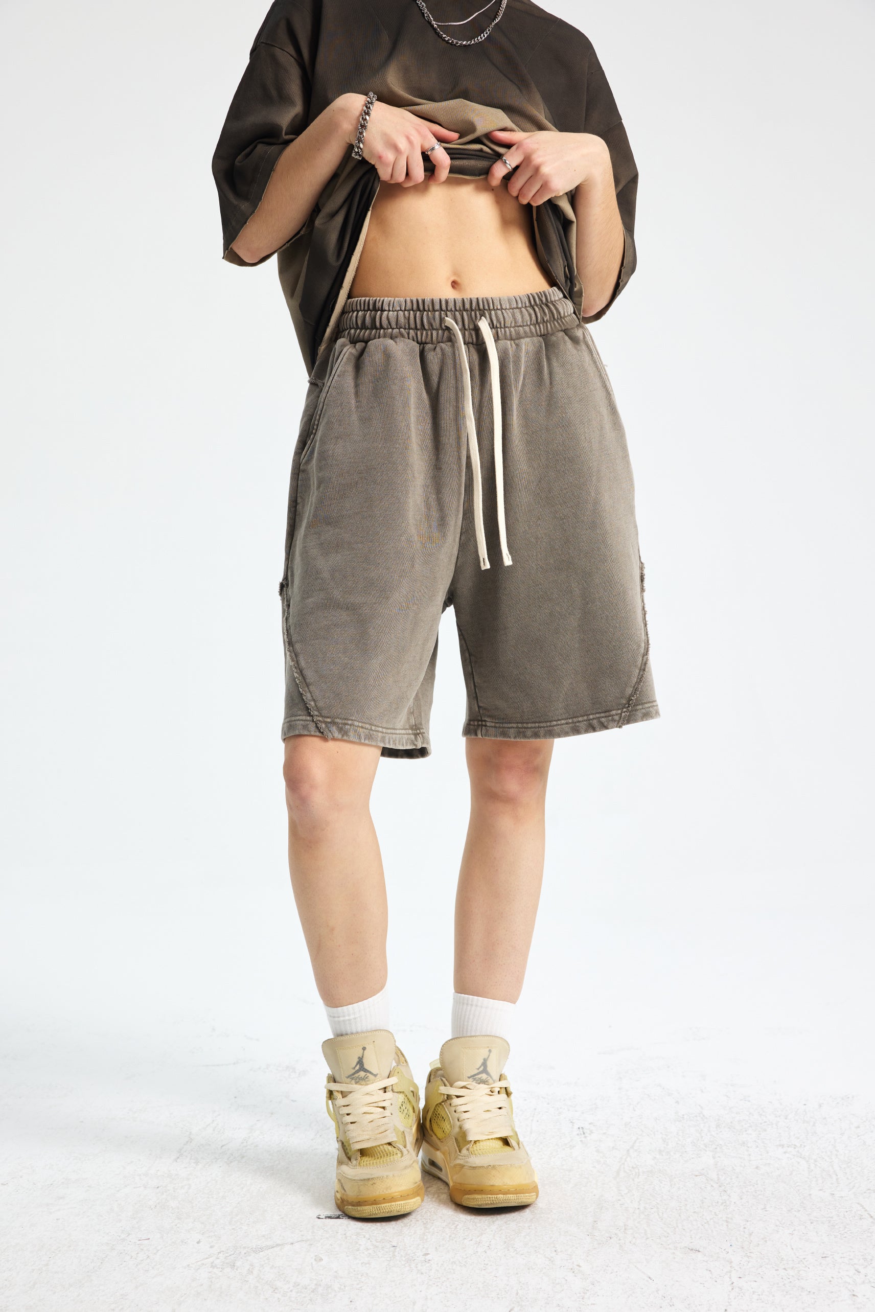 Siggnia Axis Vintage Washed Panel Shorts