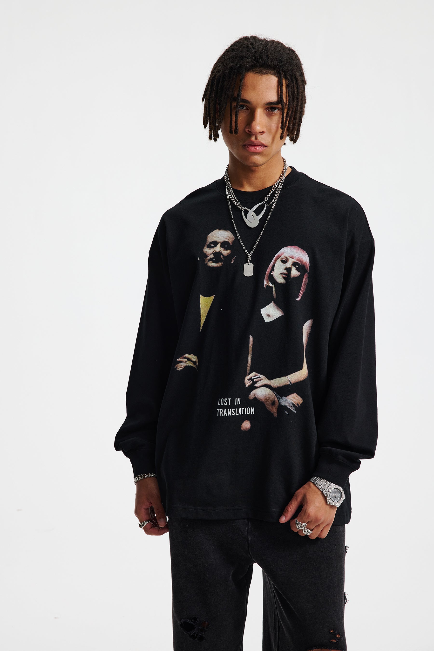 Siggnia Noir Oversized Graphic Long Sleeve