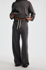 Siggnia Reign Shredded Hem Wide-Leg Trousers